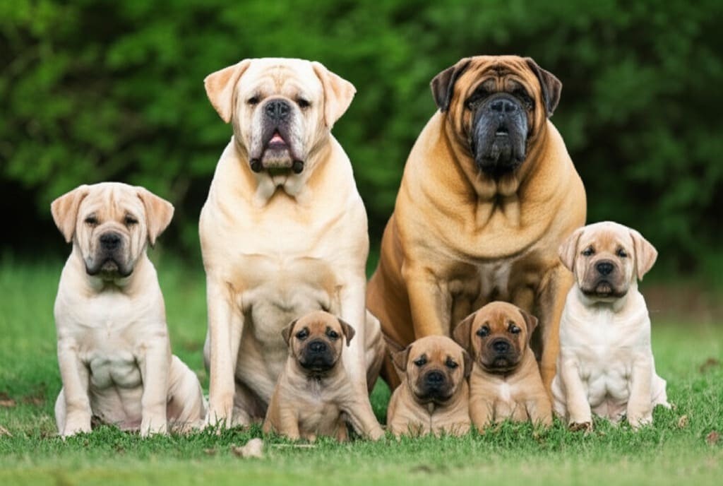 🏠 English mastiff with its entire family