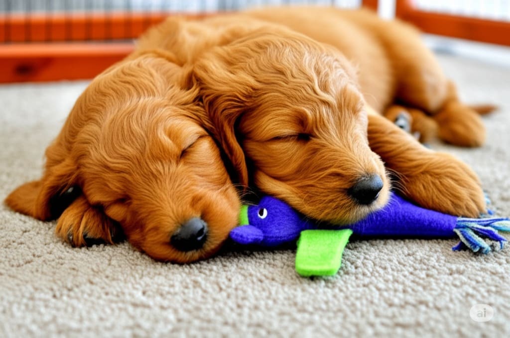 🏠 Mini Goldendoodle dog breed in its home environment
